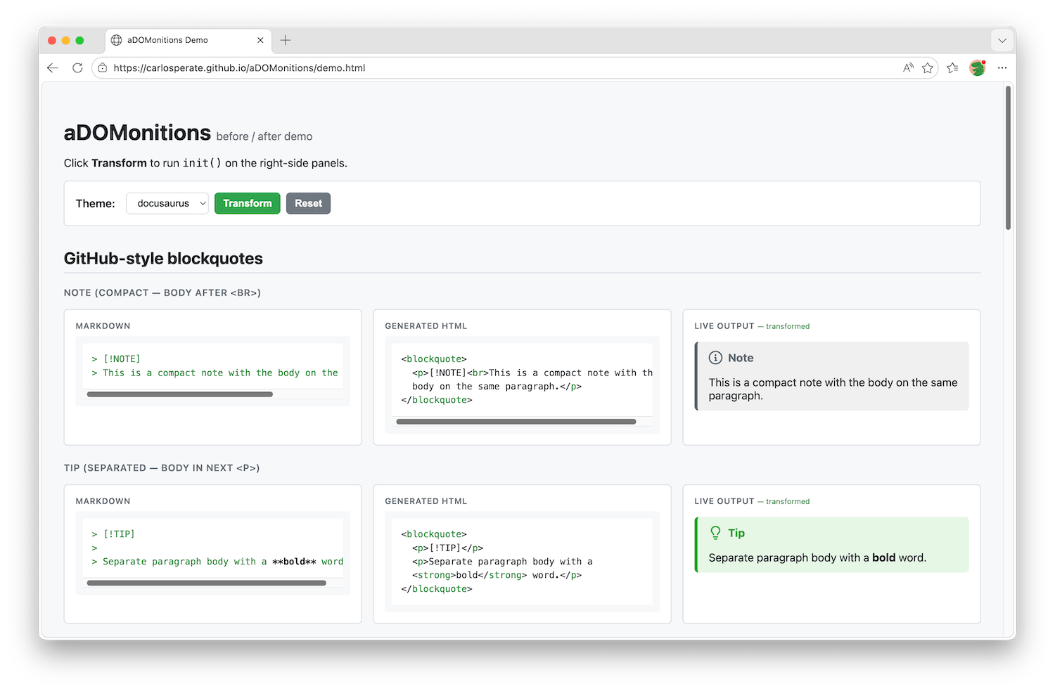 Example callout boxes